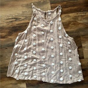 Altar'd State Beige and White Textured Dot Tank Top